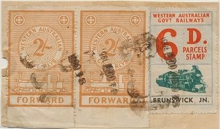 Western Australia Railway Parcels Stamps First Third Series used and dated